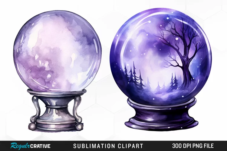 Watercolor Crystal Ball Graphics Clipart