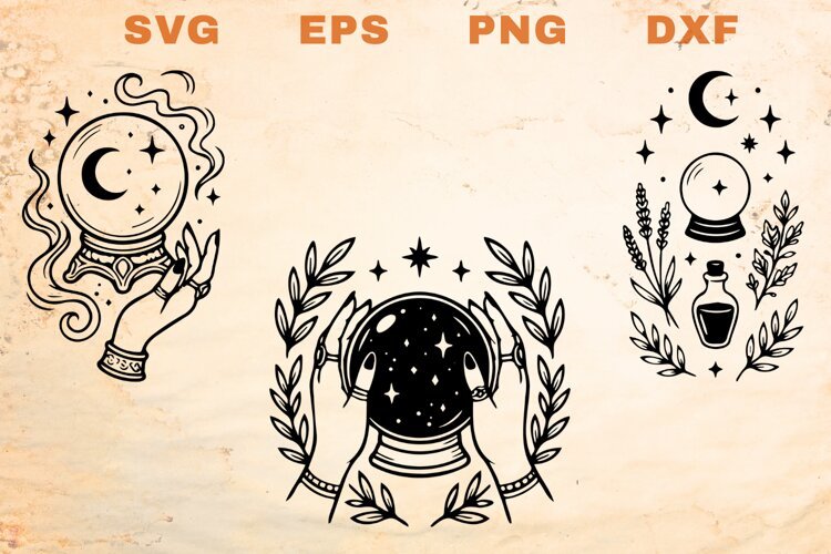 Crystal Balls with hands SVG example image 1