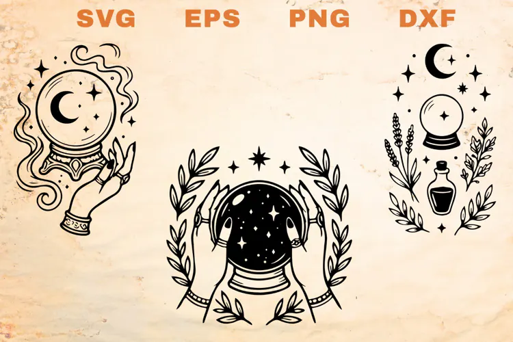 Crystal Balls with hands SVG