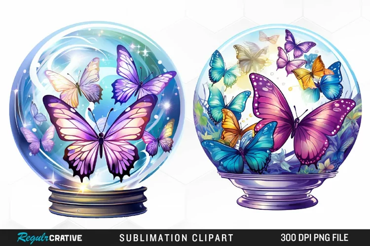 Crystal Balls Watercolor Clipart