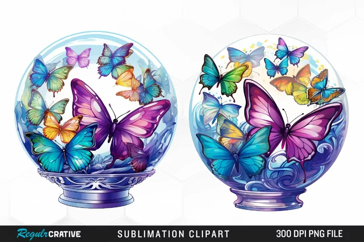Crystal Balls Watercolor Clipart