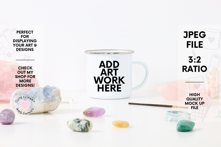 Mug Mock Up | Cute Crystal Camping Enamel Mug Mock Up