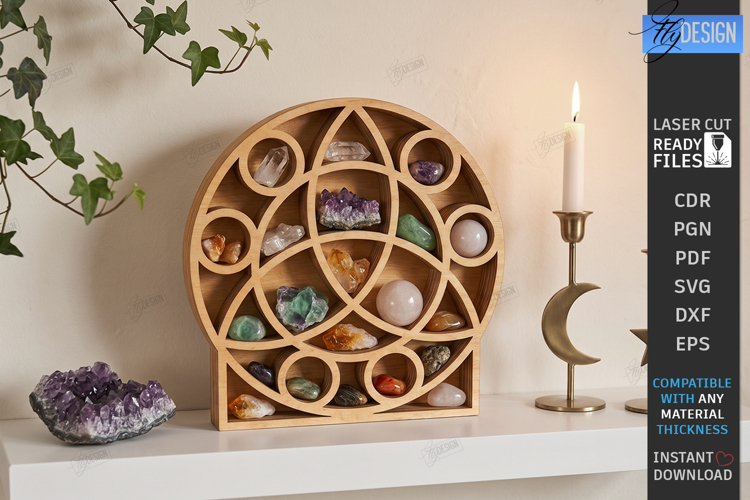 Crystal Display Shelf Laser Cut | Mystical Crystal Holder