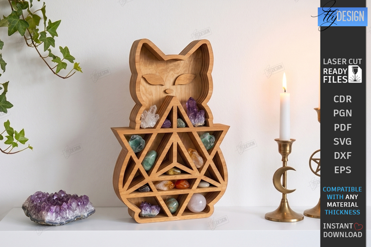 Crystal Display Shelf Laser Cut | Mystical Crystal Holder