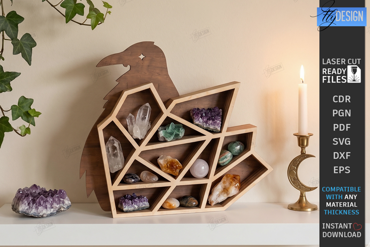 Crystal Display Shelf Laser Cut | Mystical Crystal Holder