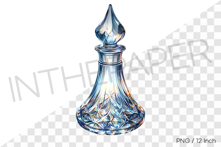 Graceful teardrop shaped elegant crystal empty bottle PNG