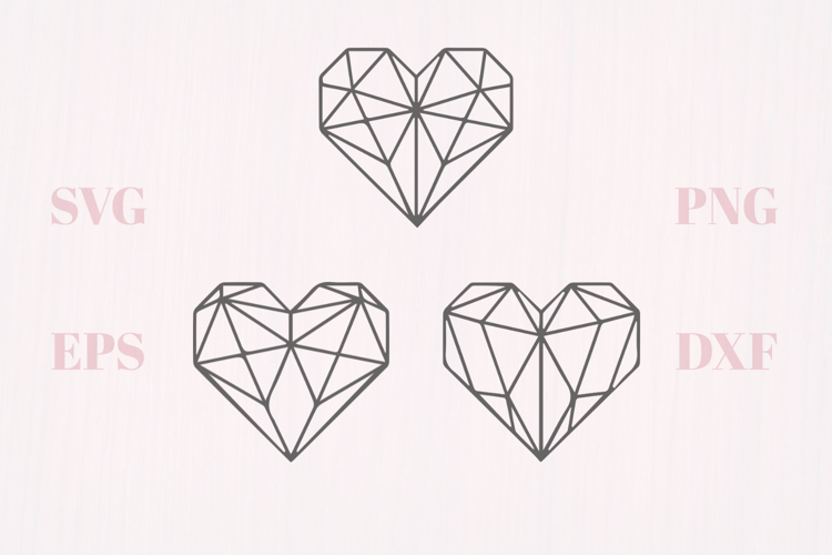 Crystal geometric hearts SVG