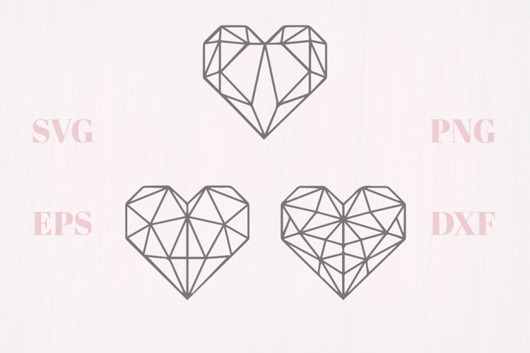 Crystal geometric hearts SVG