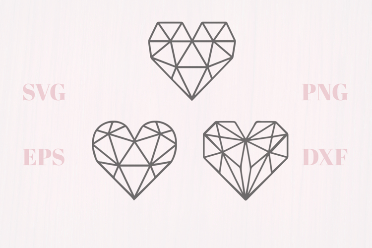 Crystal geometric hearts SVG