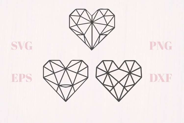 Crystal geometric hearts SVG