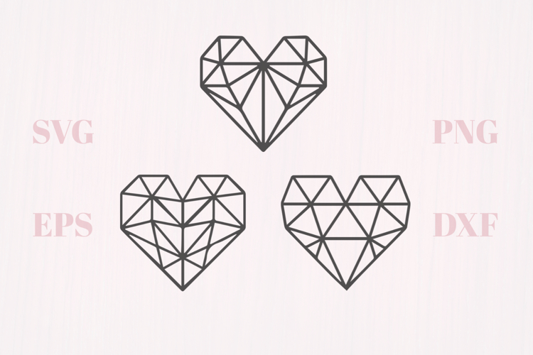 Crystal geometric hearts SVG