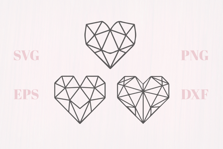 Crystal geometric hearts 3 SVG