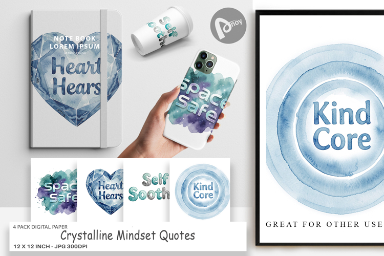 Crystalline Mindset Quotes Digital Paper