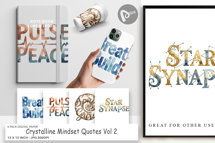 Crystalline Mindset Quotes Digital Paper
