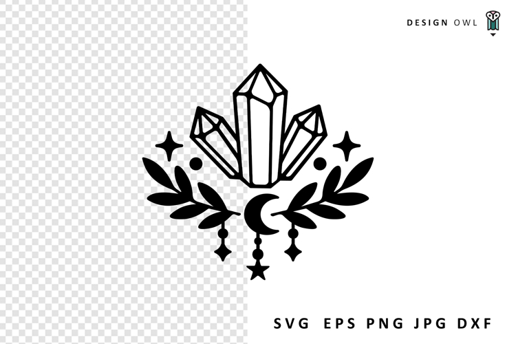 Crystals And Leaves - Spiritual SVG