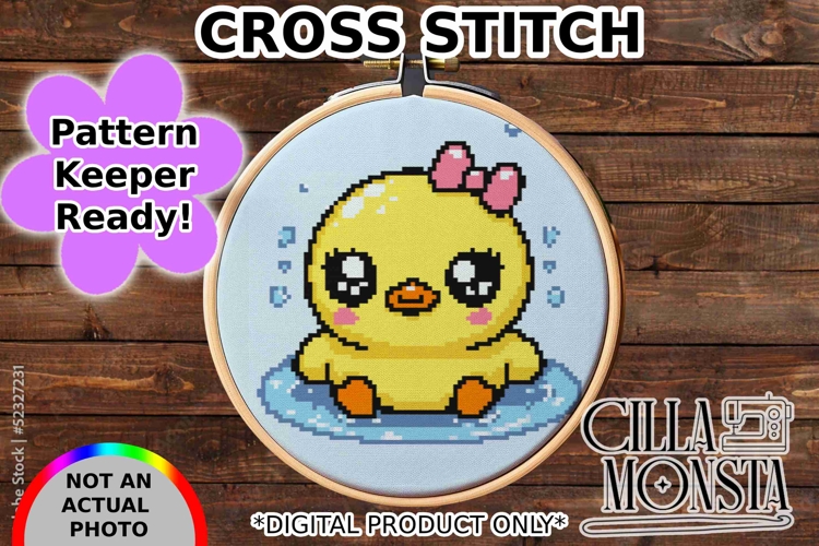 Kawaii Duck Cross Stitch Pattern Keeper Ready
