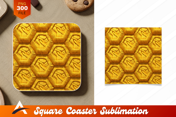 Golden Yellow Geometric Pattern Coaster Design Texture