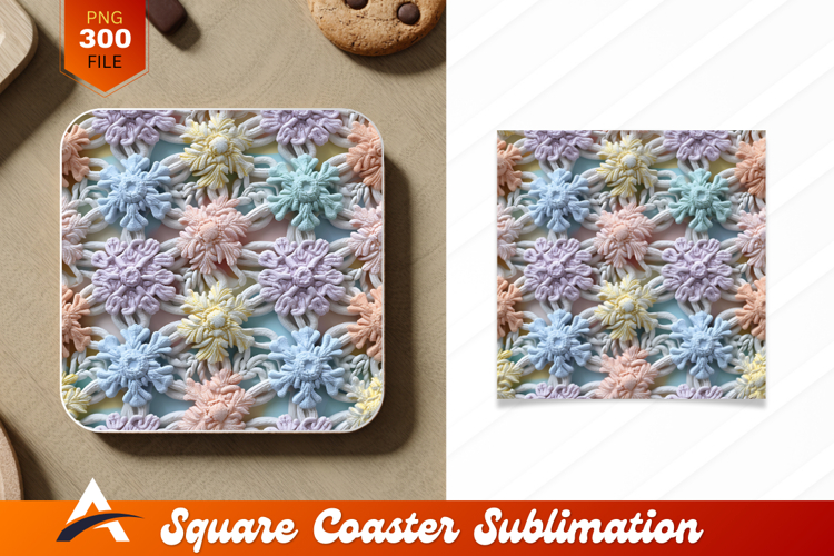 Pastel Floral Lattice Coaster Design