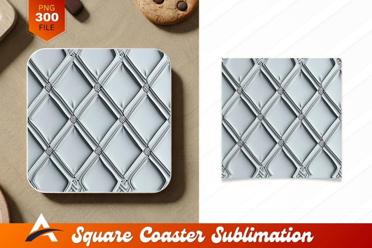 Elegant Quilted Pattern With Silver Trim Coaster Design