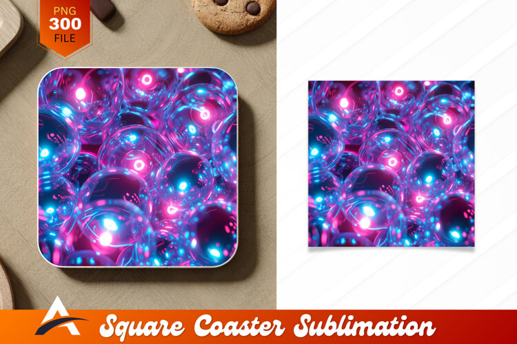 Neon Spheres Abstract Futuristic Glow Coaster Design