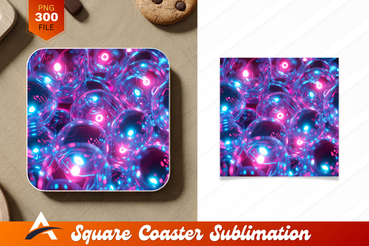 Neon Spheres Abstract Futuristic Glow Coaster Design
