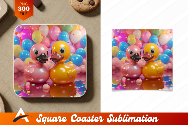 Rubber Ducks With Balloons Coaster Design Theme