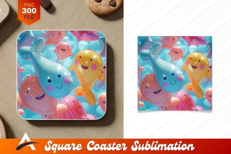 Cute Animal Balloon Collection Coaster Design Elements