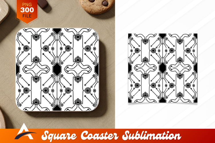 Abstract Black And White Coaster Designs Pattern