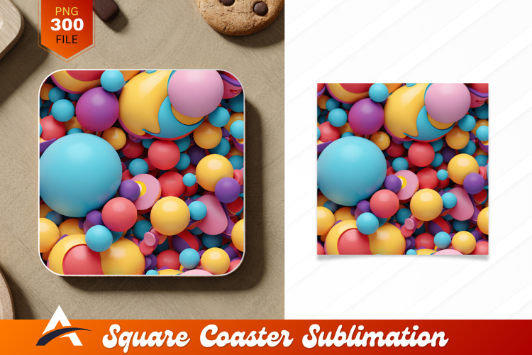 Colorful Spheres Composition Abstract Coaster Designs Idea
