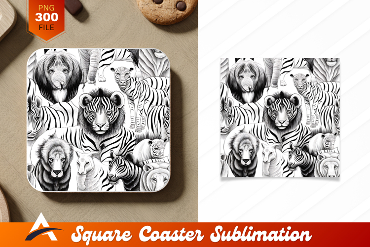 Striped Animal Line Art Coaster Designs Pattern