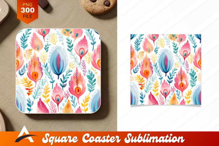 Watercolor Floral Pattern Coaster Designs Illustration