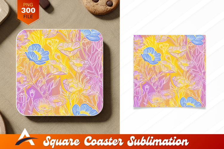 Artistic Floral Pattern With Coaster Designs Elements example image 1