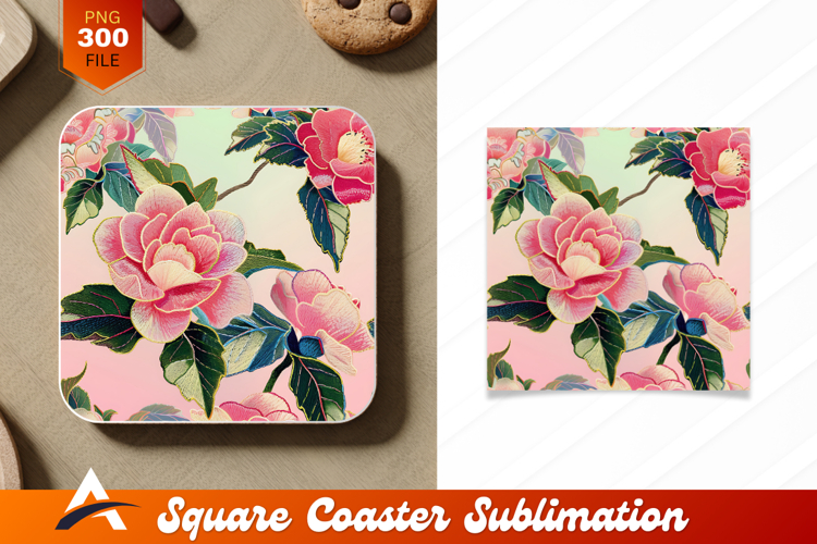 Floral Blossom Pattern Elegant Coaster Designs Artwork