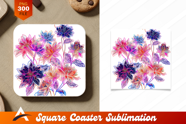 Vibrant Watercolor Floral Design For Coaster Designs