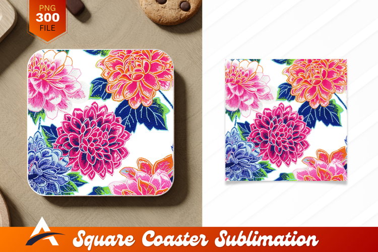 Colorful Floral Pattern Illustration For Coaster Designs