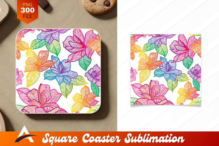Vibrant Floral Pattern For Coaster Designs example image 1