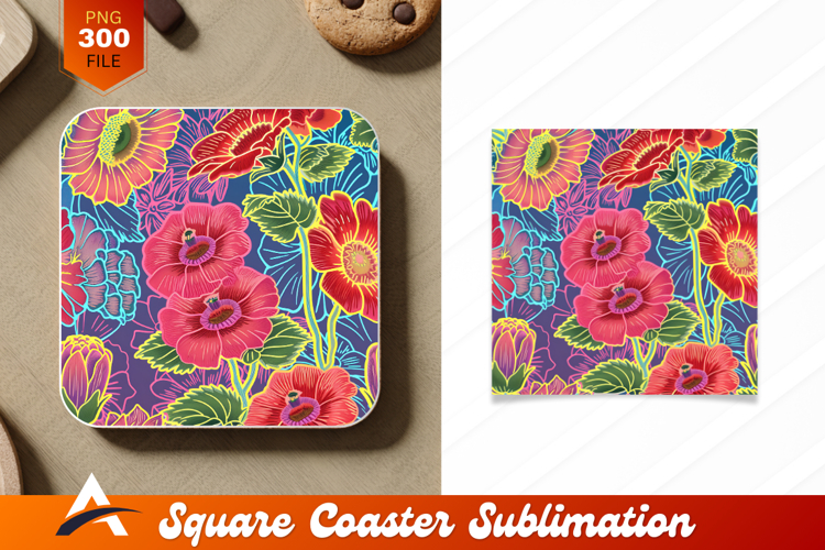 Vibrant Floral Pattern For Coaster Designs Art example image 1