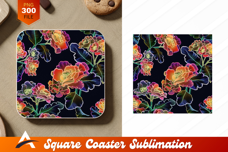 Vibrant Floral Pattern Seamless Background Coaster Designs