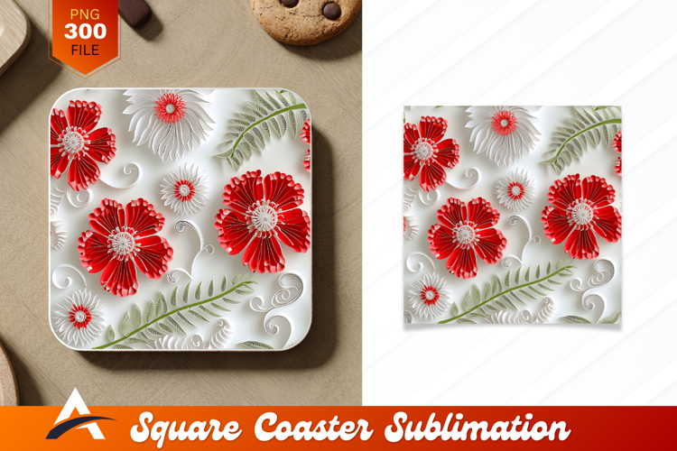 Paper Flowers And Ferns Elegant Coaster Designs