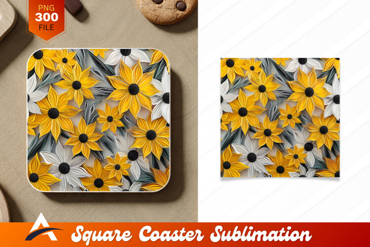 Yellow White Paper Flower Coaster Designs example image 1