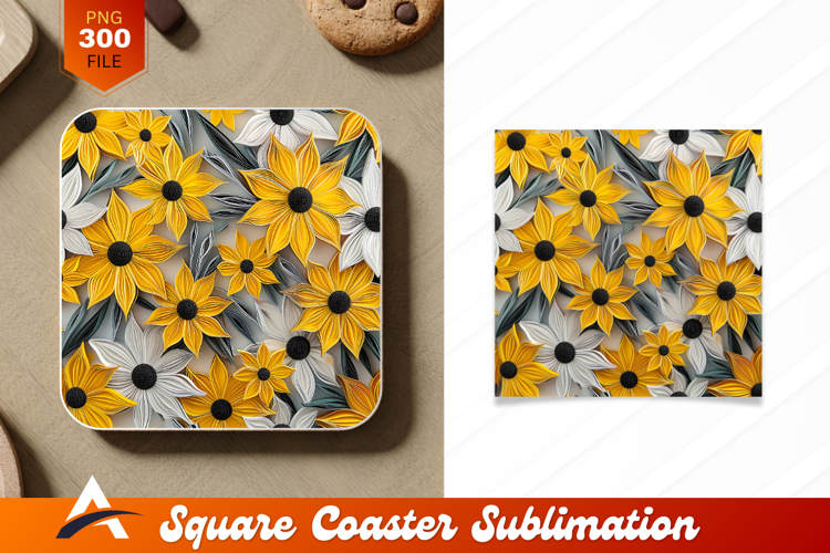 Yellow White Paper Flower Coaster Designs