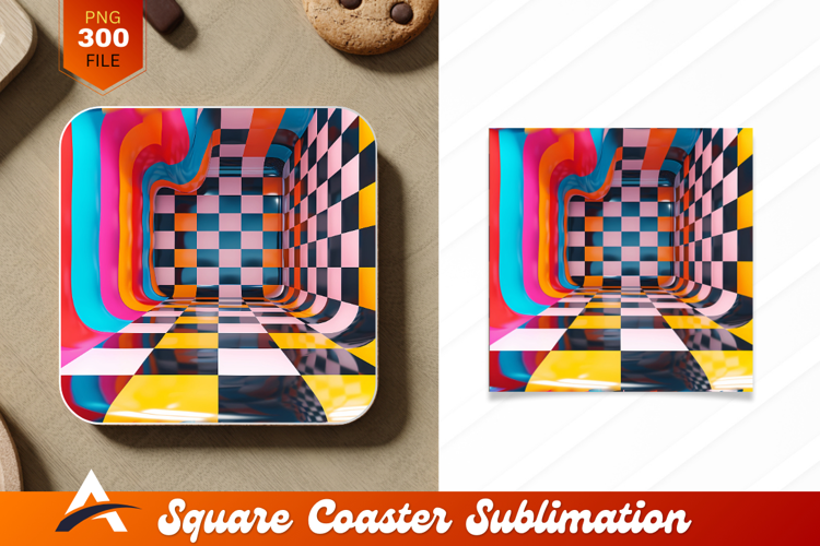 Abstract Psychedelic Room With Coaster Designs
