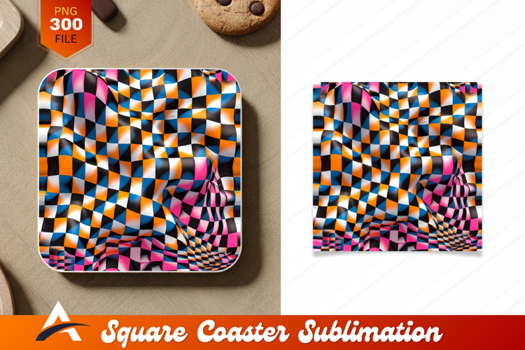 Distorted Checkered Pattern Contemporary Coaster Designs example image 1