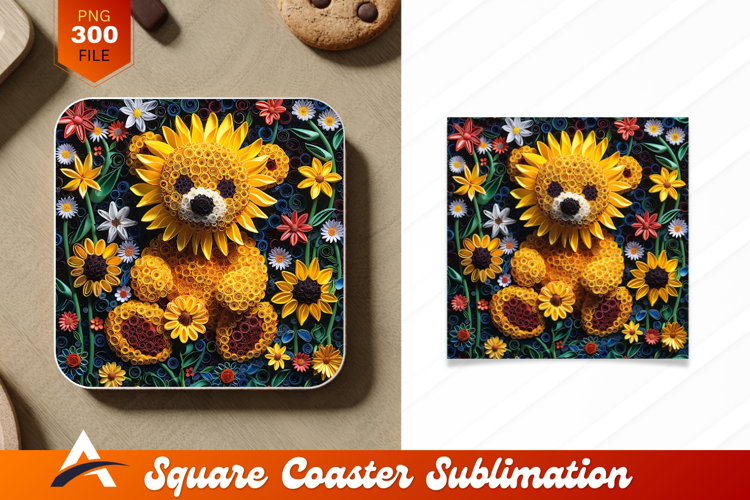 Quilled Paper Flower Bear Coaster Designs