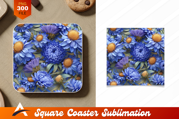 Blue And Purple Floral Arrangement For Coaster Designs