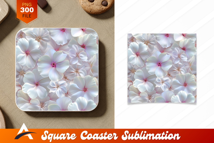 Elegant White Flower Petals Coaster Designs Surface