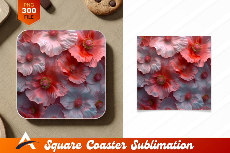Elegant Red Pink Flowers Coaster Designs Pattern