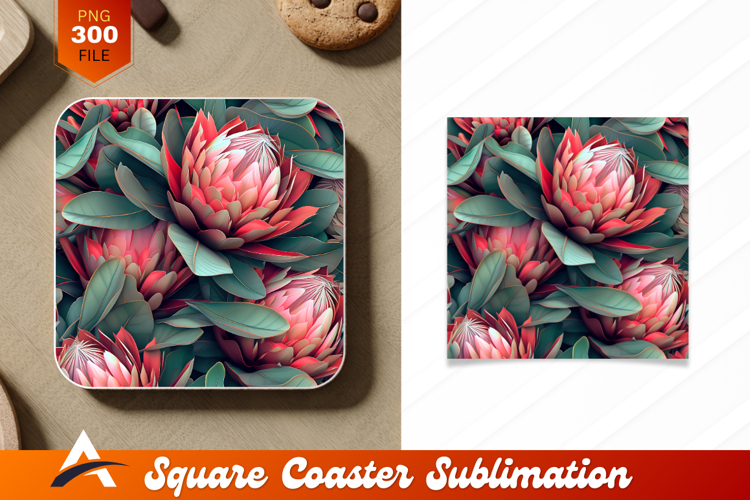 Protea Flower Seamless Pattern With Tropical Leaves example image 1