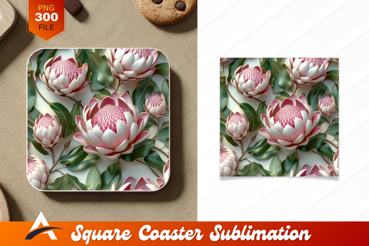 Pink Protea Flower Pattern Perfect For Coaster Designs