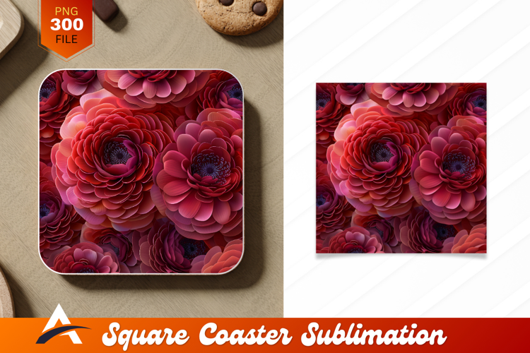Floral Red Maroon Pattern Coaster Designs
